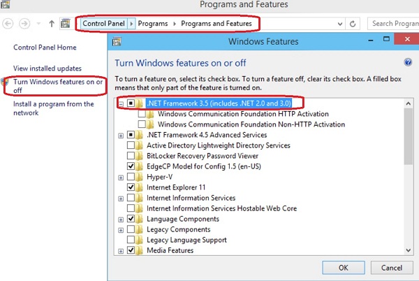dot net framwork3.5 - windows features dot net framwork3.5 - windows features